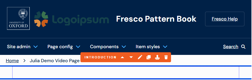 screenshot of section toolbar after changing content tab options