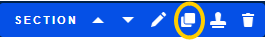 section toolbar with duplication icon ringed in yellow