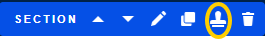 section toolbar showing template stamp icon circled in yellow