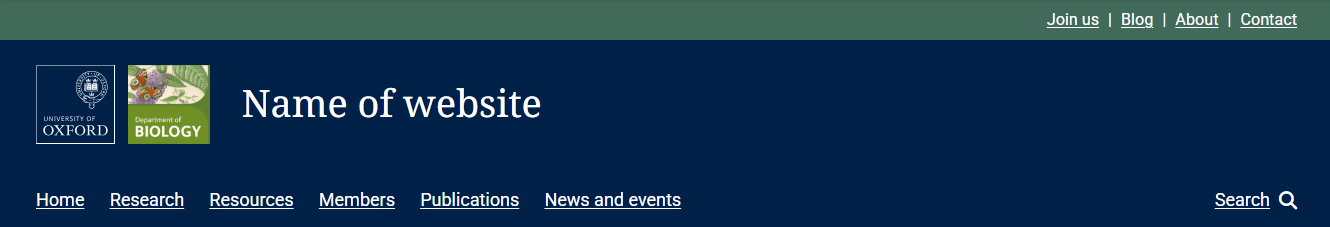 Example of a microsite header