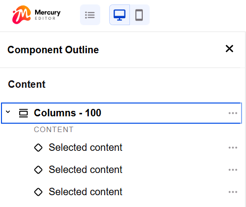 Edit page component outline