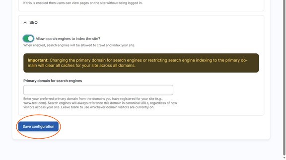 save configuration button