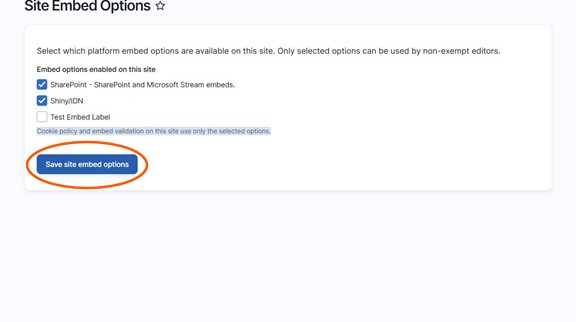 Save the selected embeddable applications 