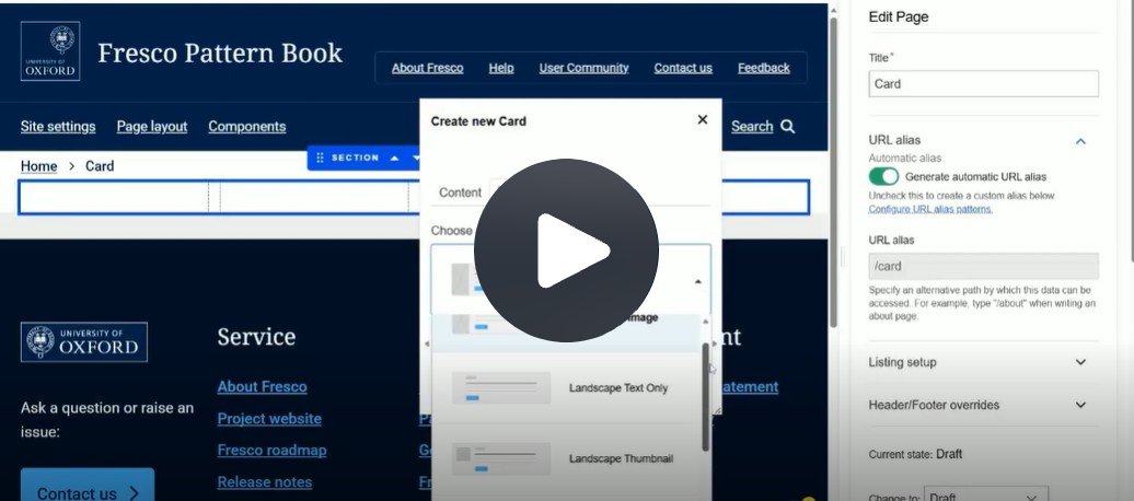 Create new card interface