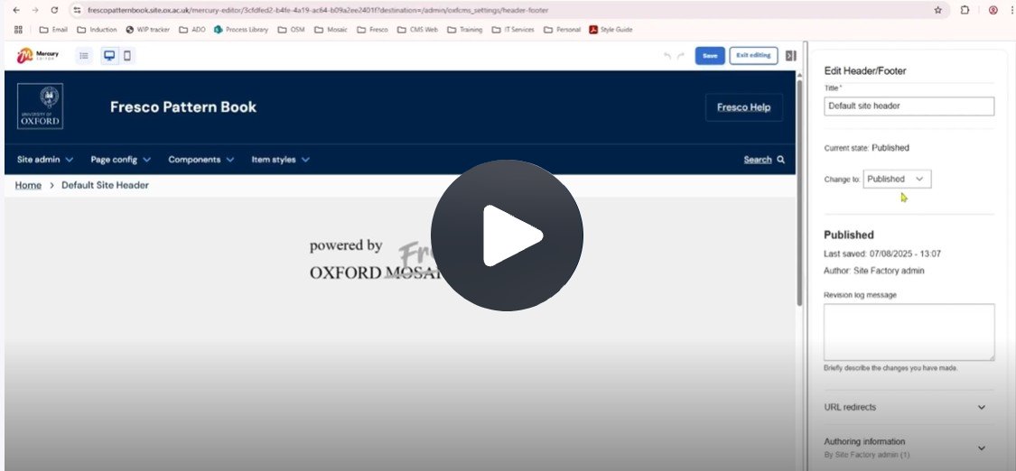 Edit default site header page