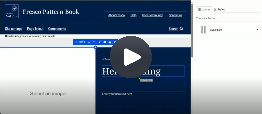 Unpopulated Hero component on a page