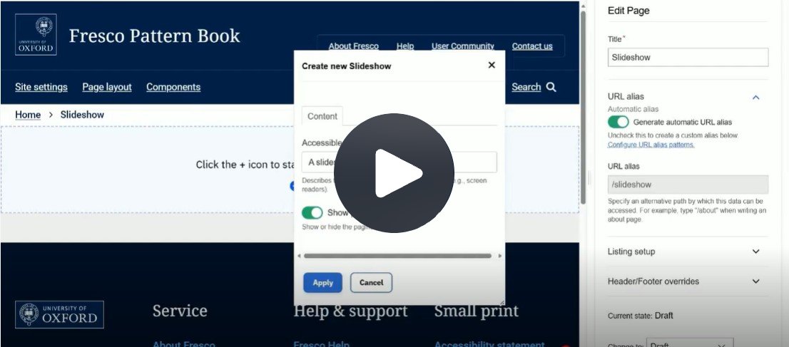 Create new slideshow interface