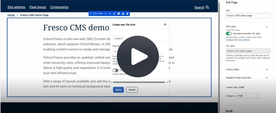 Create new tile grid interface