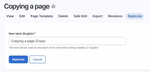 prefilled page title for a replicated page