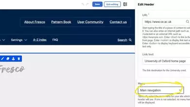 Screenshot of navigation menu dropdown